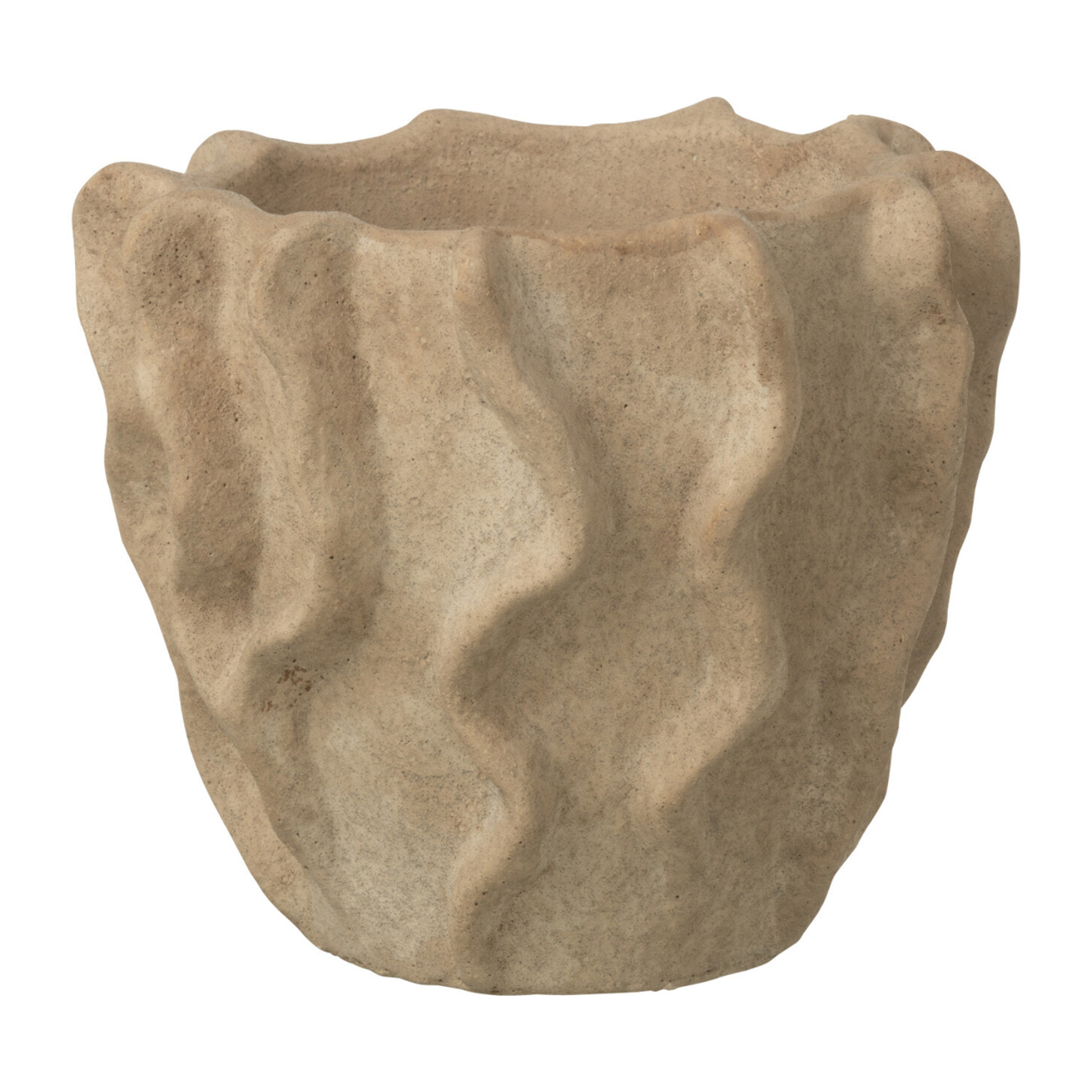 J-Line Cache-pot Rond Vague - ciment - beige - medium