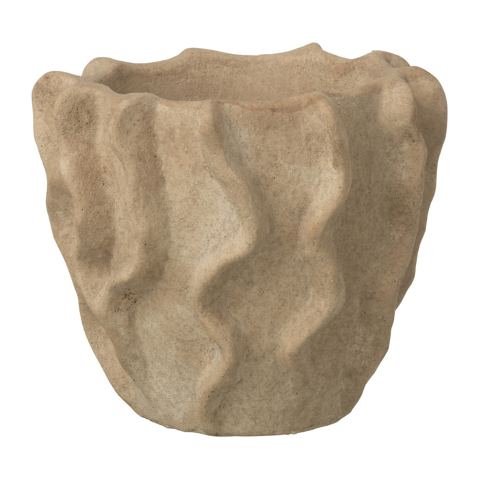 J-Line Cache-pot Rond Vague - ciment - beige - medium