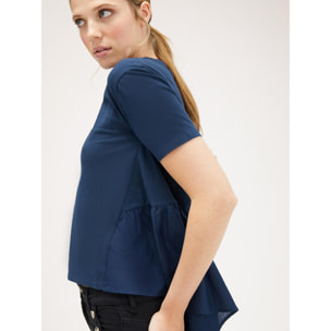 Motivi - T-shirt con balza in garza - Blu