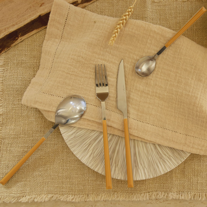 Lot de 6 cuillères de table jaunes en acier inoxydable COLORAMA