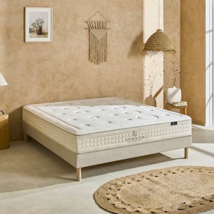 Ensemble Matelas Prélude 2.0 & & Sommier Lino, 25 cm, Latex 100% Naturel, Technologie Tri-Lattes, Soutien Ferme