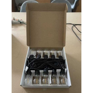 Catena da 5M con 10 lampadine in vetro a luce bianco caldo alimentazione fissa per uso esterno