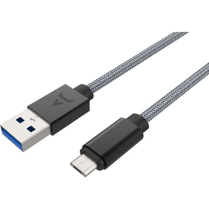 Câble micro USB ADEQWAT vers USB 2M tréssé Gris