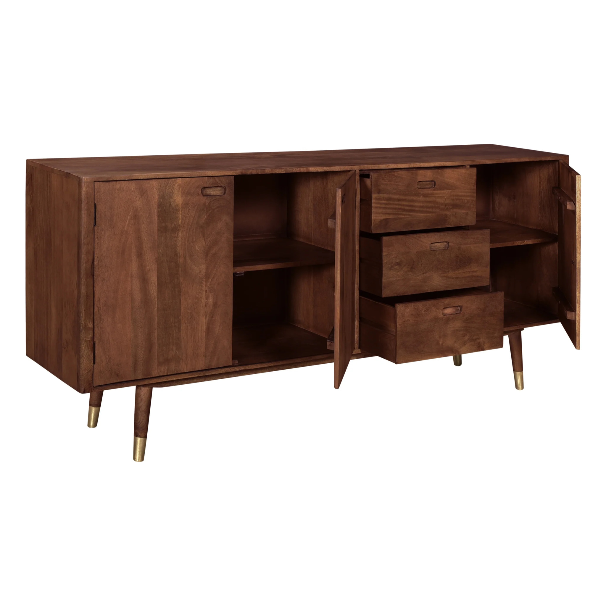 Buffet en bois massif 3 portes 3 tiroirs et détails dorés - Colombo