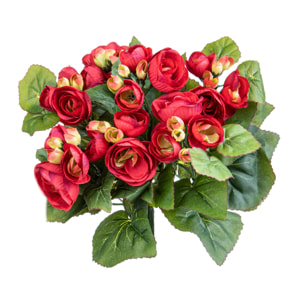 Bouquet Di Begonia. Altezza 28 Cm - Pezzi 4 - 22X28X21cm - Colore: Rosso - Bianchi Dino - Cespugli Fiori Misti