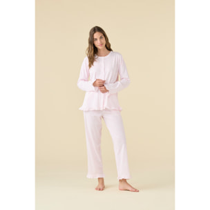 Pigiama donna in cotone con top manica lunga e pantalone lungo articolo violet Noidinotte