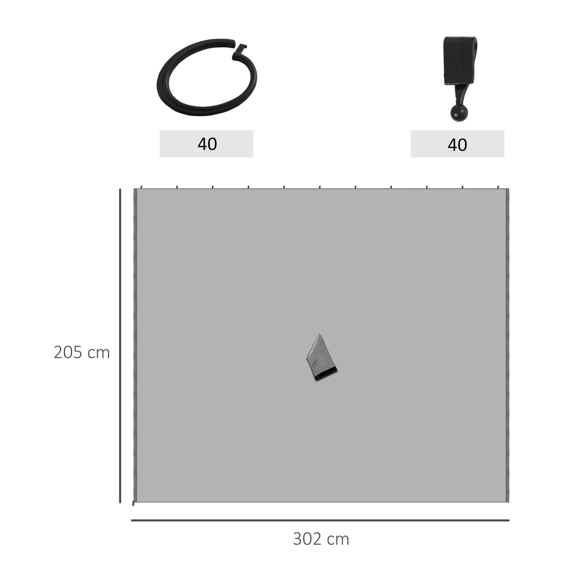 4 Paredes Laterales para Cenador 3x2 m Laterales de Carpa con Ganchos Cortinas sin Ventanas Reemplazo Lateral para Carpa de Jardín Exterior Fiesta Gris Claro