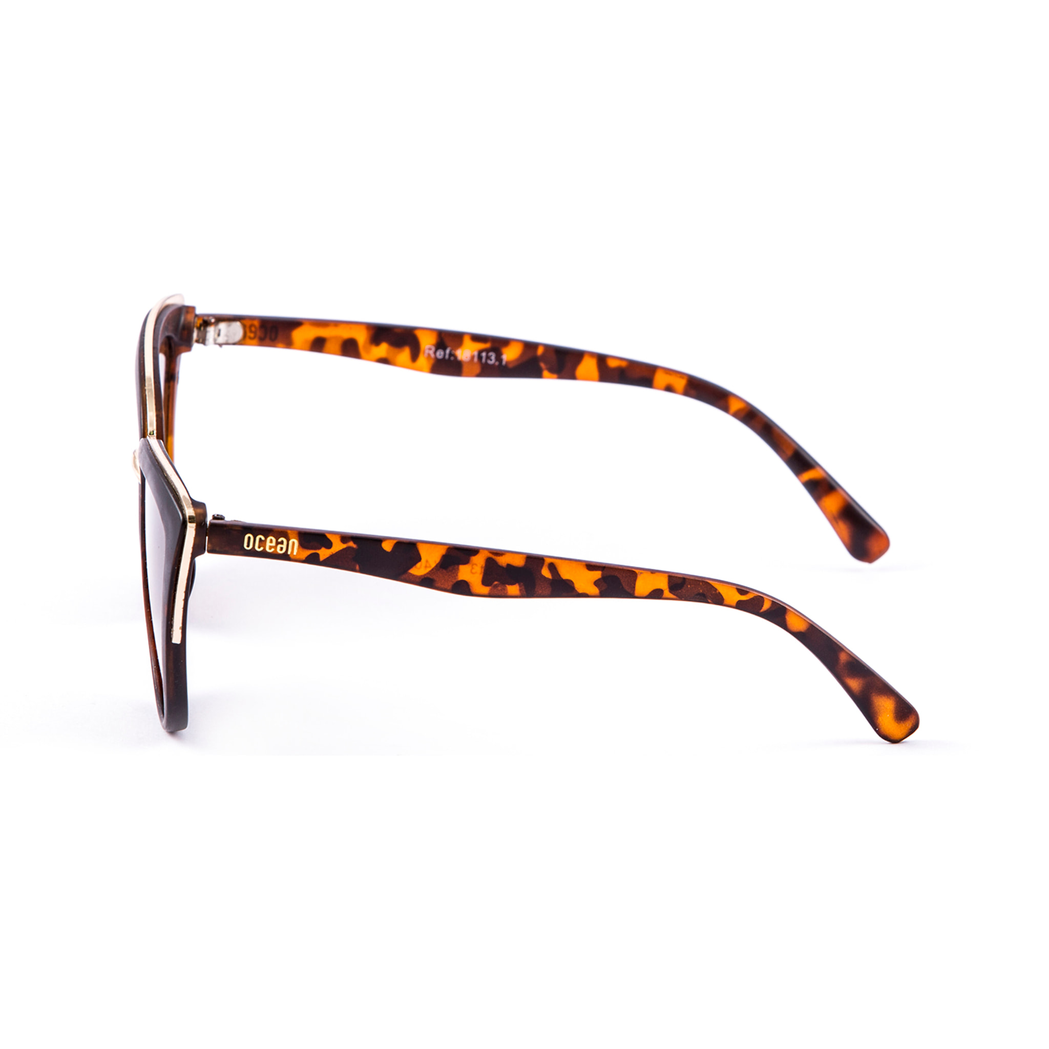 Gafas de sol OCEAN CAT EYE - Carey mate y metal dorado brillante / Plana de pc marrón