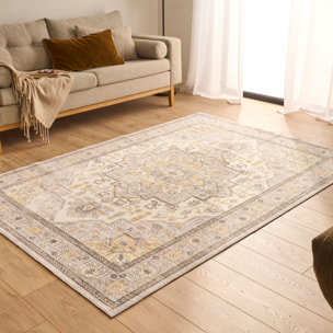 OTTOMAN - Tapis à poils courts doux à motif oriental jaune