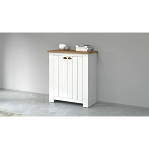 Scarpiera Adriatica, Porta scarpe salvaspazio a 2 ante, Armadio multifunzione da ingresso, 84x42h100 cm, Bianco e Rovere