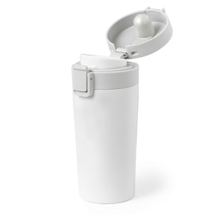 Vaso térmico de acero inox, con doble pared y 380 ml de capacidad. Incluye tapa con cierre a rosca para un óptimo sellado y dosificador.