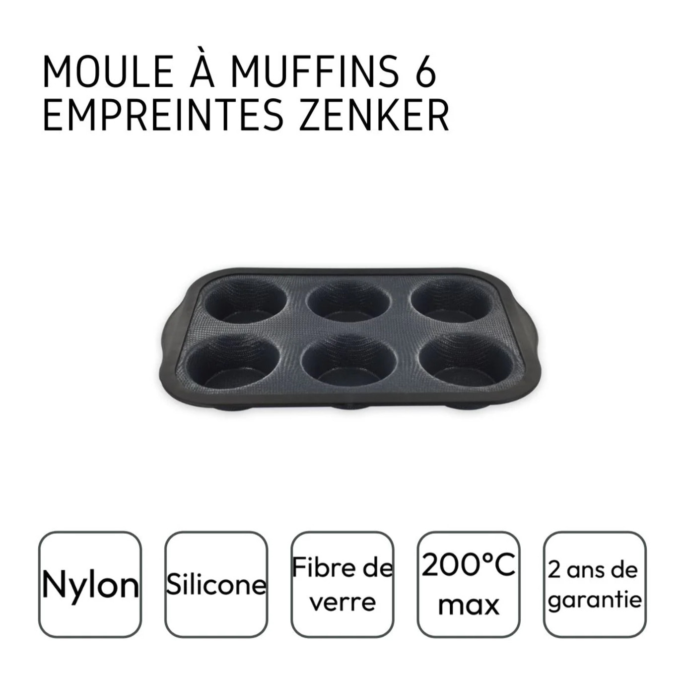 Moule à muffins 6 empreintes 28 x 18 cm Zenker Silicone fibre de verre