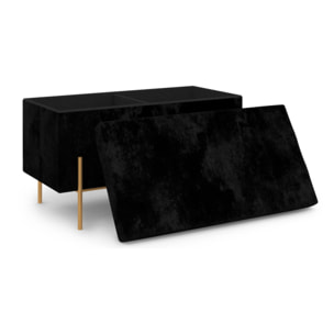 Banc coffre avec pieds dorés Loan en velours noir 76cm