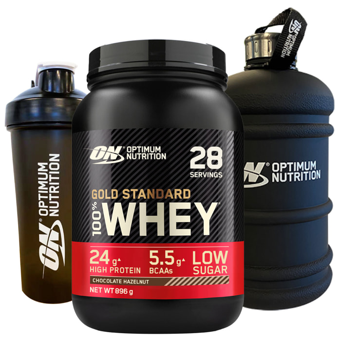 Proteine Isolate in Polvere Cioccolato alle Nocciole 896g Gold Standard 100% Whey con Aminoacidi + Shaker + Borraccia Grande