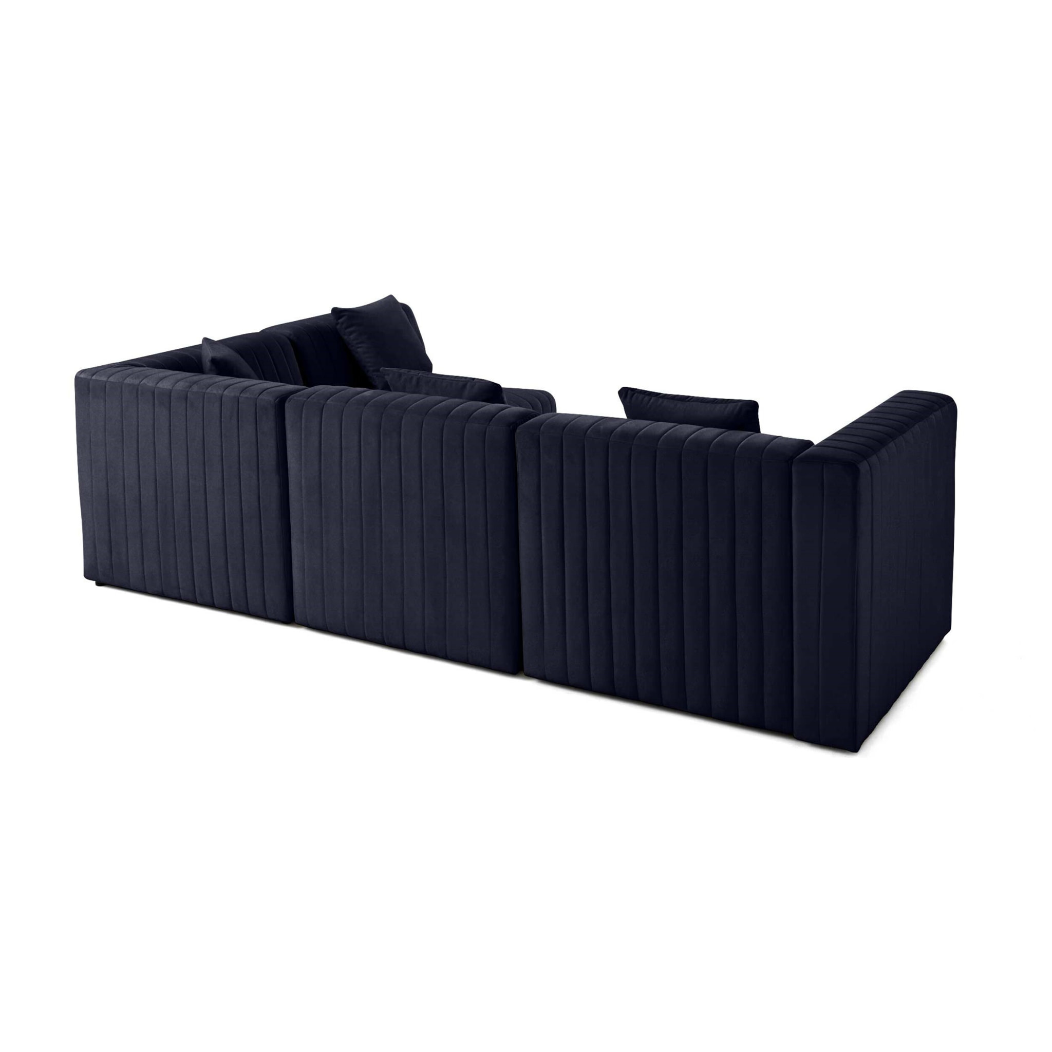 Nova - canapé modulable d'angle droit - 5 places - en velours - Bleu marine