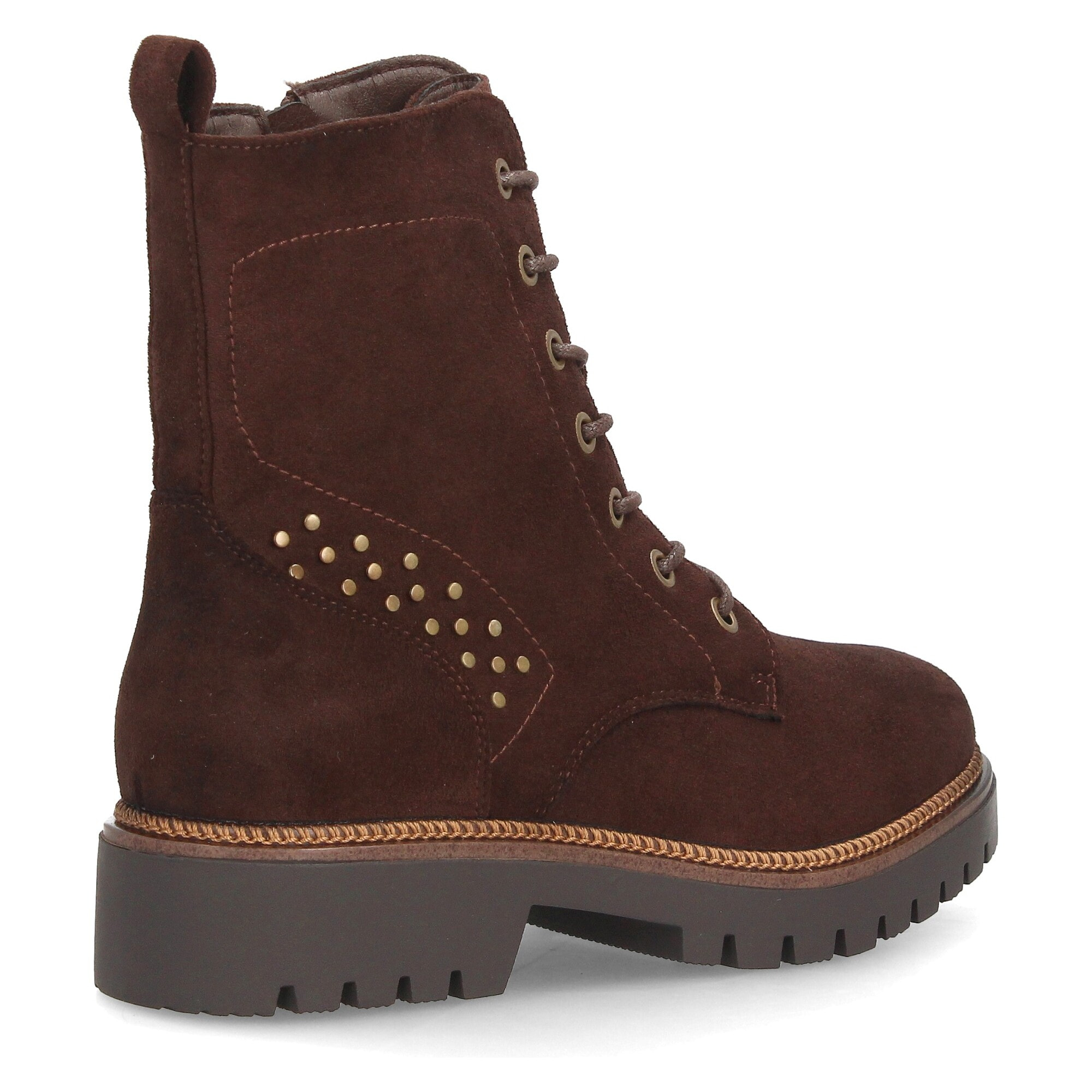 Botines militares con cordones y tachuelas para mujer
