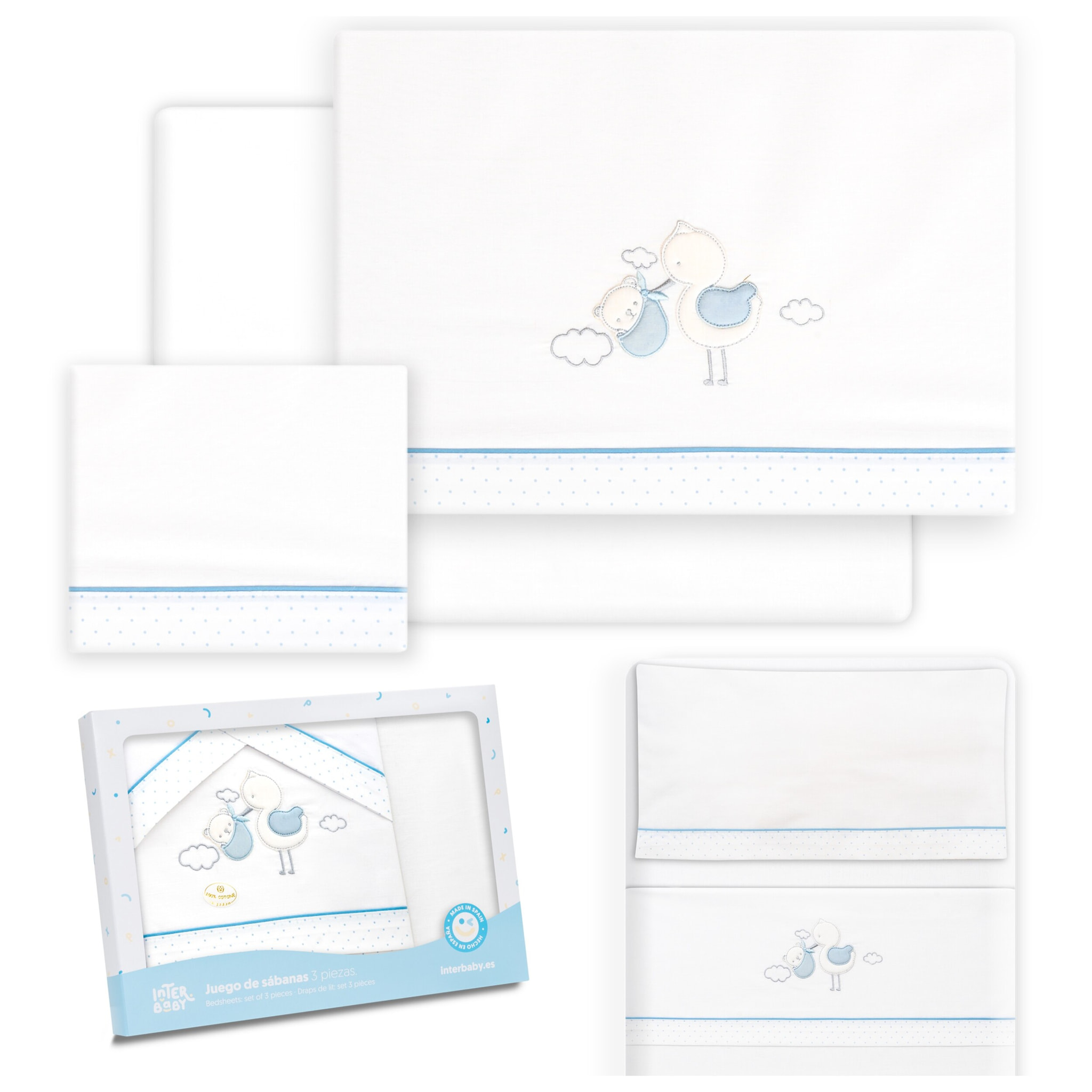 Triptico Minicuna Cigueña Oso Bco/Azul