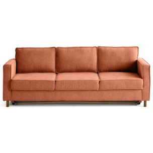 Jake - canapé droit 3 places convertible en tissu velours relief - Terracotta