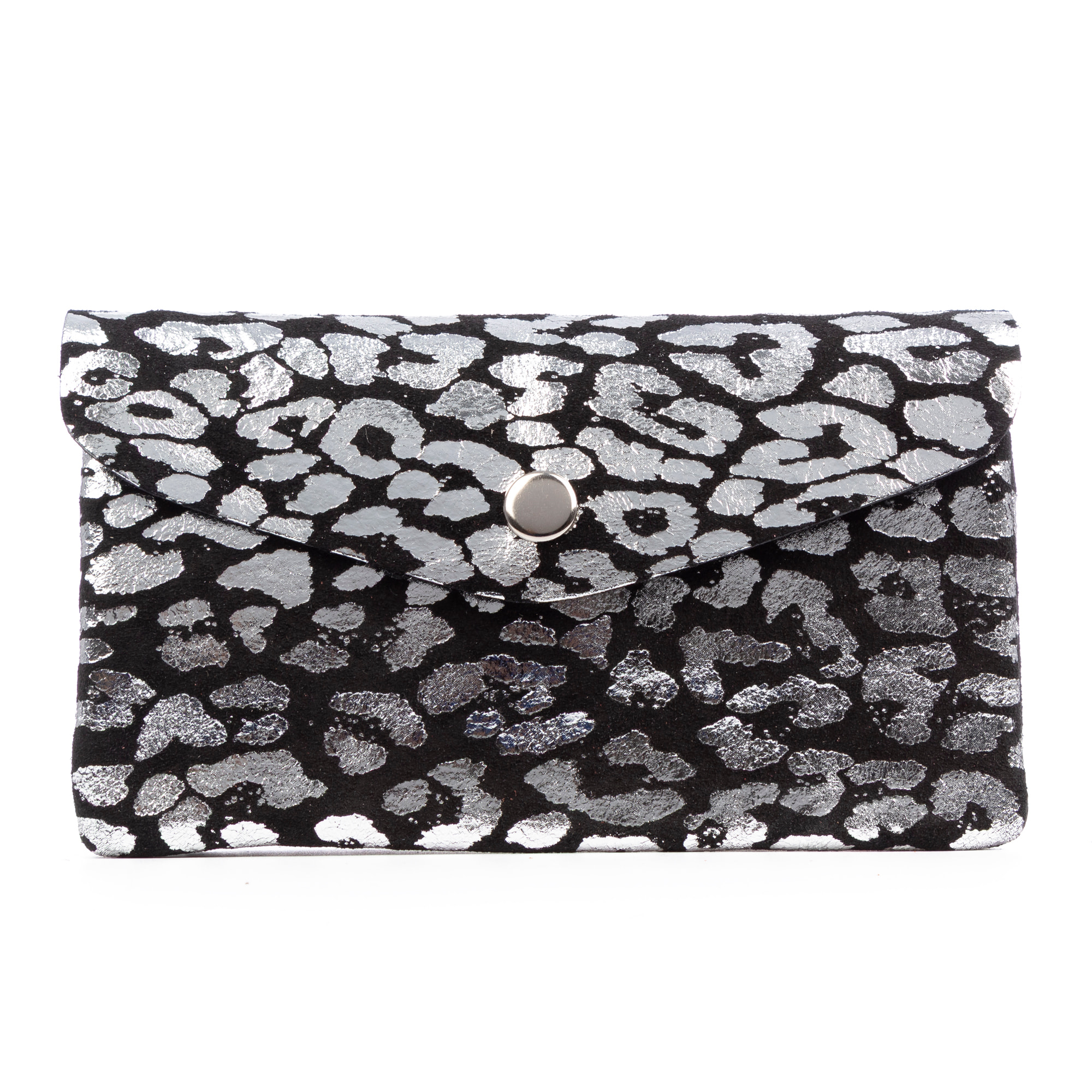 Alseno monedero alargado mujer. Piel auténtica Gamuza, diseño animal print leopardo, lacada brillante.
