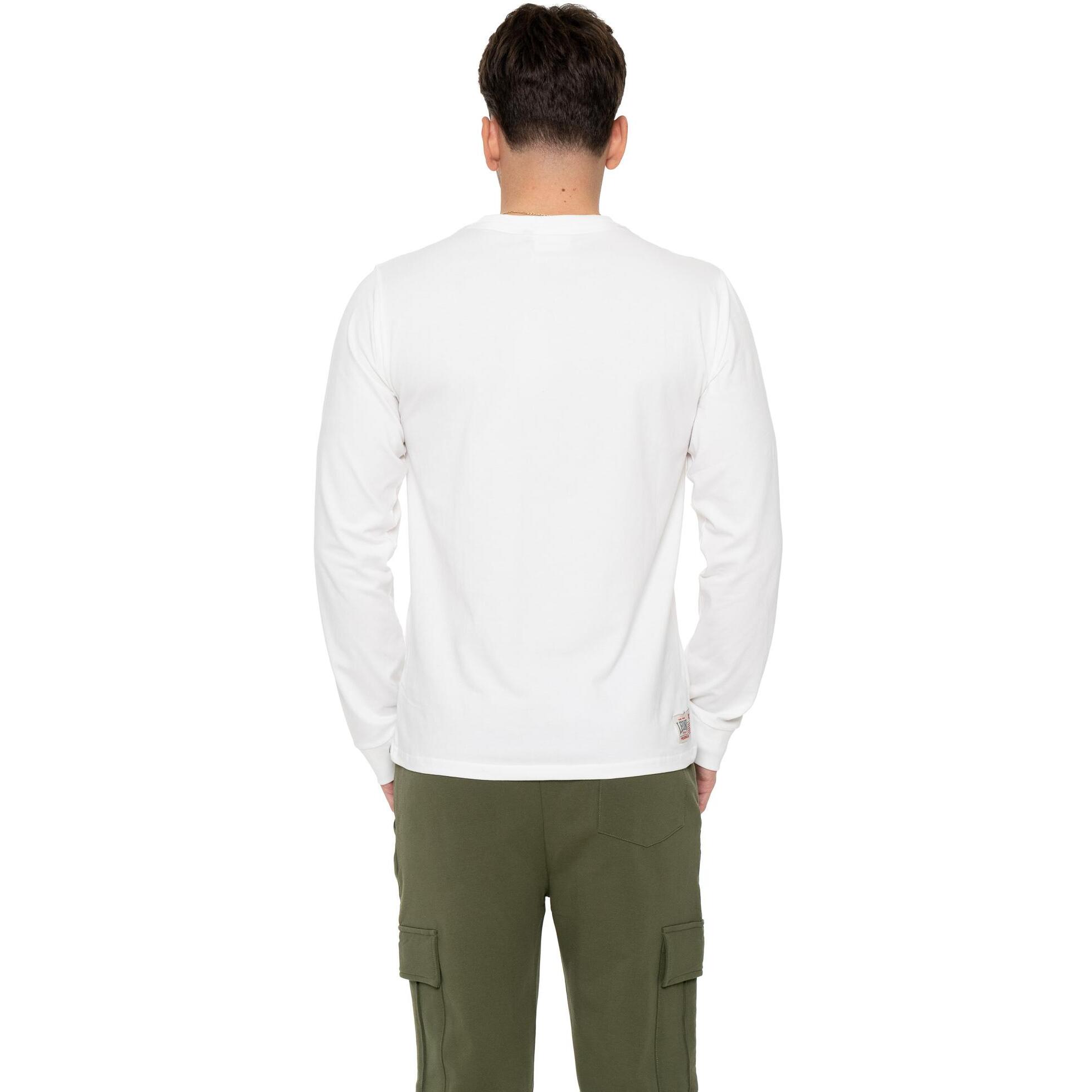 Camiseta de algodón elástico de manga larga con logo grande "Basic" para hombre