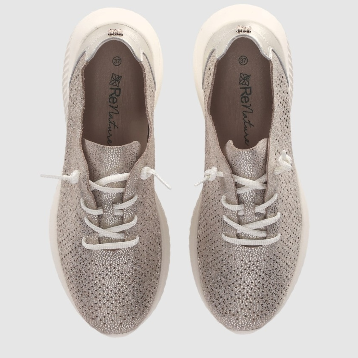 Deportivos de Piel - Oro - Tacón: Bajo