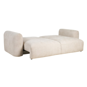 Canapé convertible avec coffre 4 places en tissu velours chenille beige CRUSH