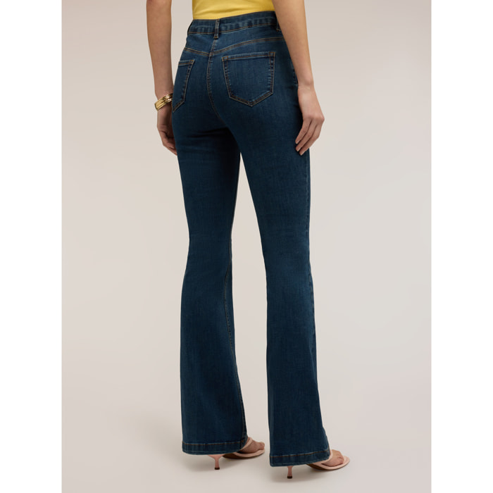 Motivi - Jeans flare con botones joya - Azul