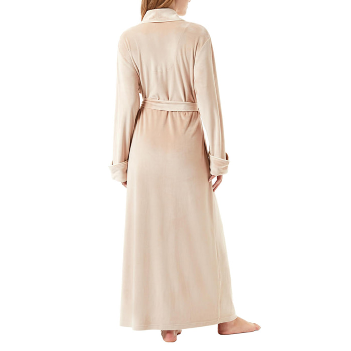 Bata larga smocking cruzada camel