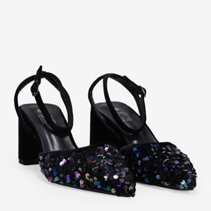Zapatos de tacón negros con lentejuelas
