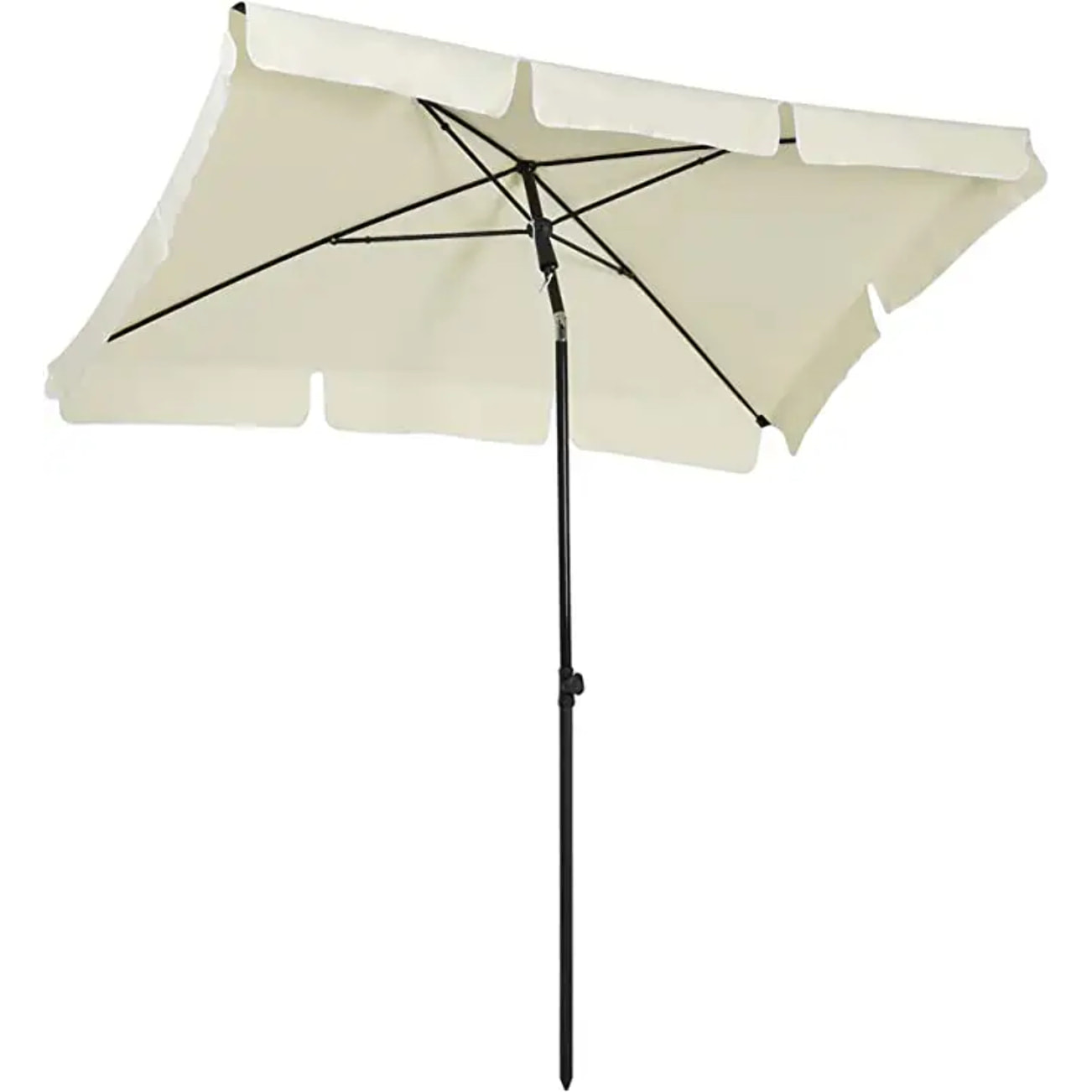 Ombrellone Rettangolare Da Giardino Parasole Balcone Inclinazione Regolabile Anti UV Impermeabile Per Mare Spiaggia Piscina Terrazzo 198x125 Cm Beige
