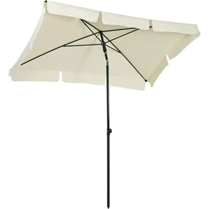 Ombrellone Rettangolare Da Giardino Parasole Balcone Inclinazione Regolabile Anti UV Impermeabile Per Mare Spiaggia Piscina Terrazzo 198x125 Cm Beige