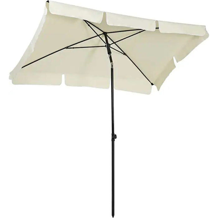 Ombrellone Rettangolare Da Giardino Parasole Balcone Inclinazione Regolabile Anti UV Impermeabile Per Mare Spiaggia Piscina Terrazzo 198x125 Cm Beige