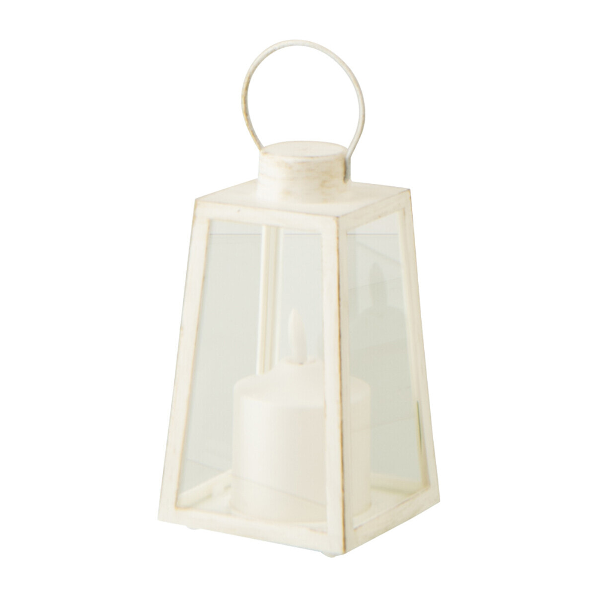J-Line Lanterne + Bougie - verre - blanc - small - 2 pièces - lumières LED