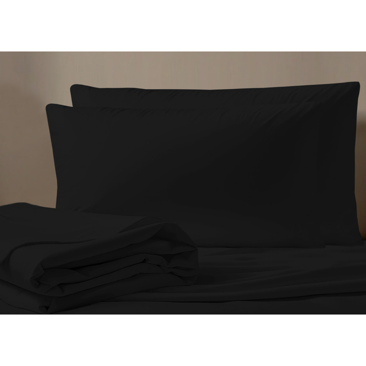 Completo Lenzuola No Stiro In Tinta Unita Con Angolo H.27 cm Colore Nero