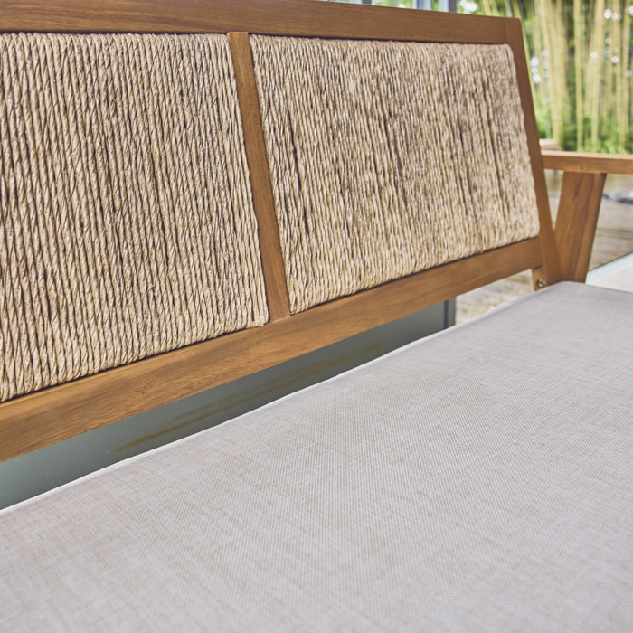 Salon de jardin bois et cannage vertical 4 places BOHEMIA CORDE VERTICALE