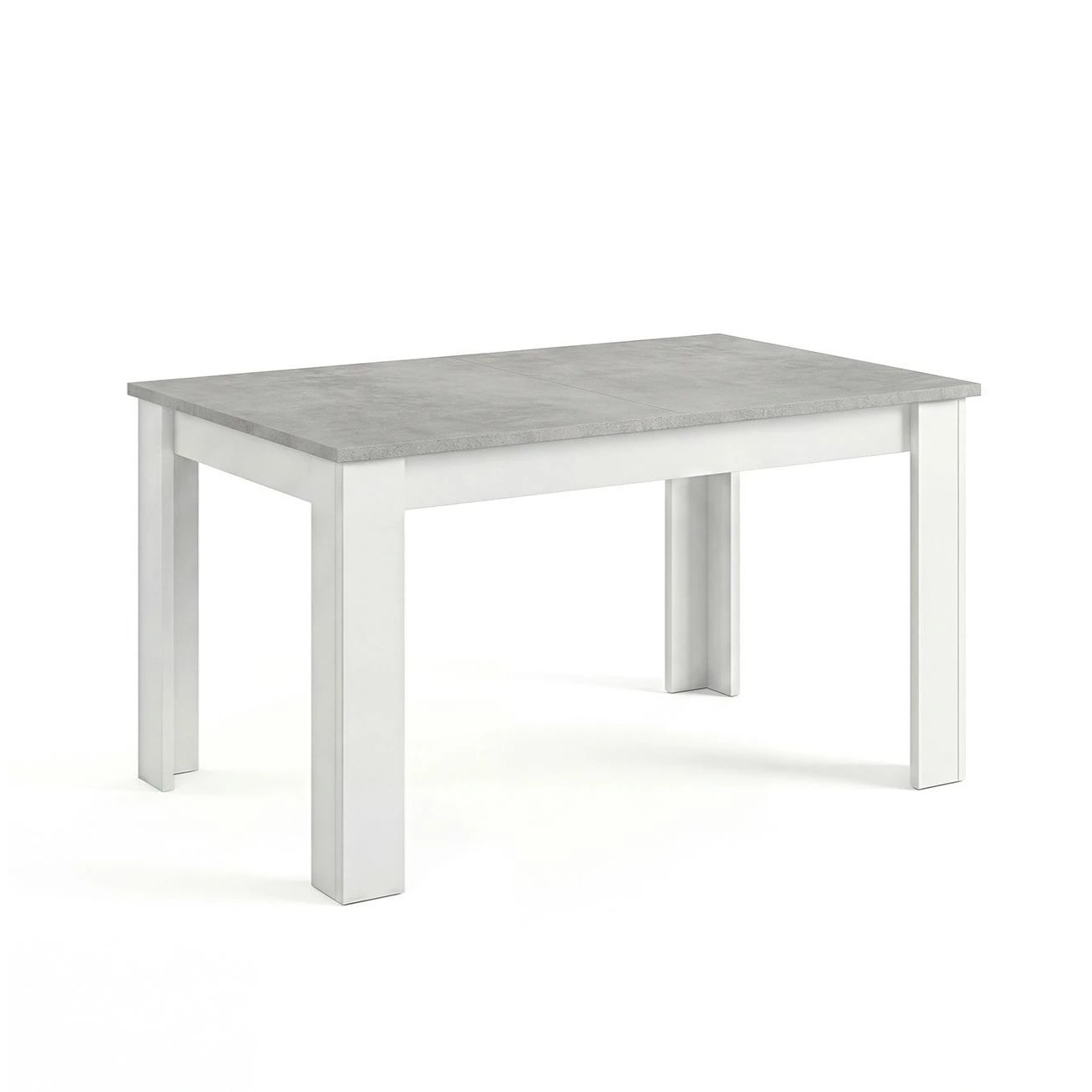 Mesa de comedor extensible en blanco artik y gris cemento 123-173x75 cm Sira Blanco Artik (Blanco Mate) - Gris Cemento