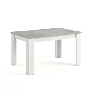 Mesa de comedor extensible en blanco artik y gris cemento 123-173x75 cm Sira Blanco Artik (Blanco Mate) - Gris Cemento