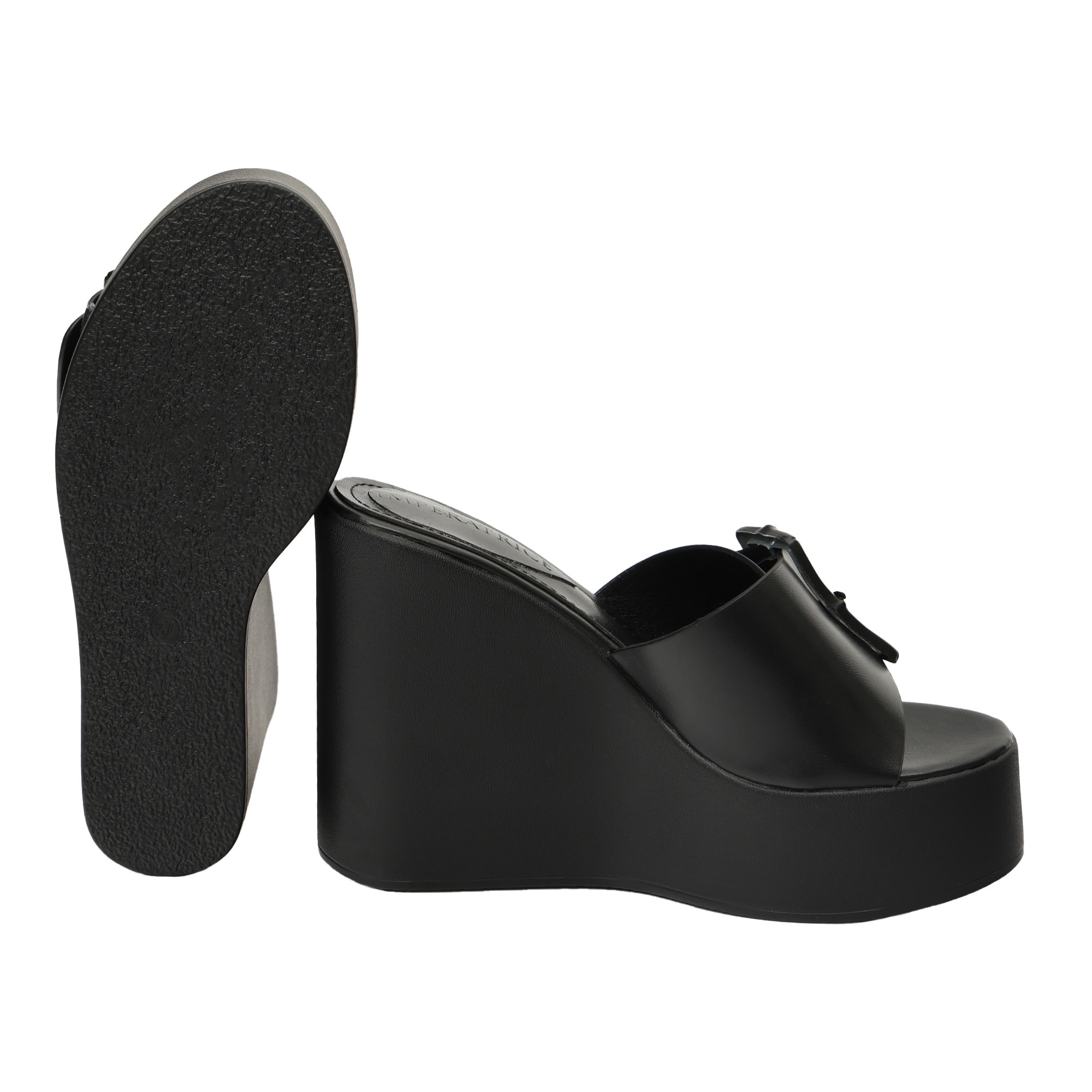 Ciabatta con zeppa - tacco 12,5 cm - plateaux 4,5 cm