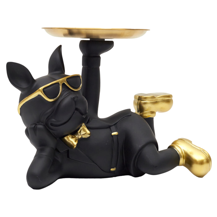 Statue Bulldog Noir Vide Poche