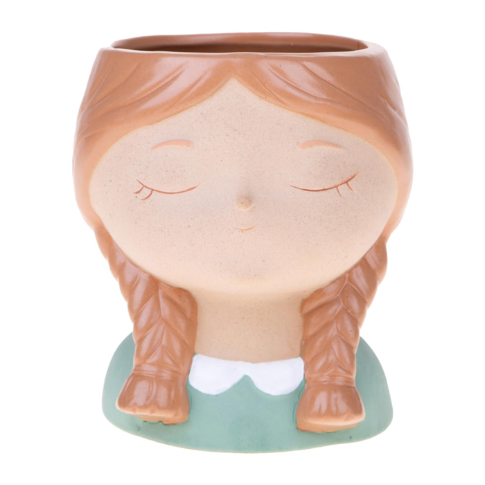 Vaso Testa Donna diametro 14,5X altezza 16 Cm - Pezzi 2 - 14,5X16X14,5cm - Colore: Beige - Bianchi Dino - Decori Casa E Complementi