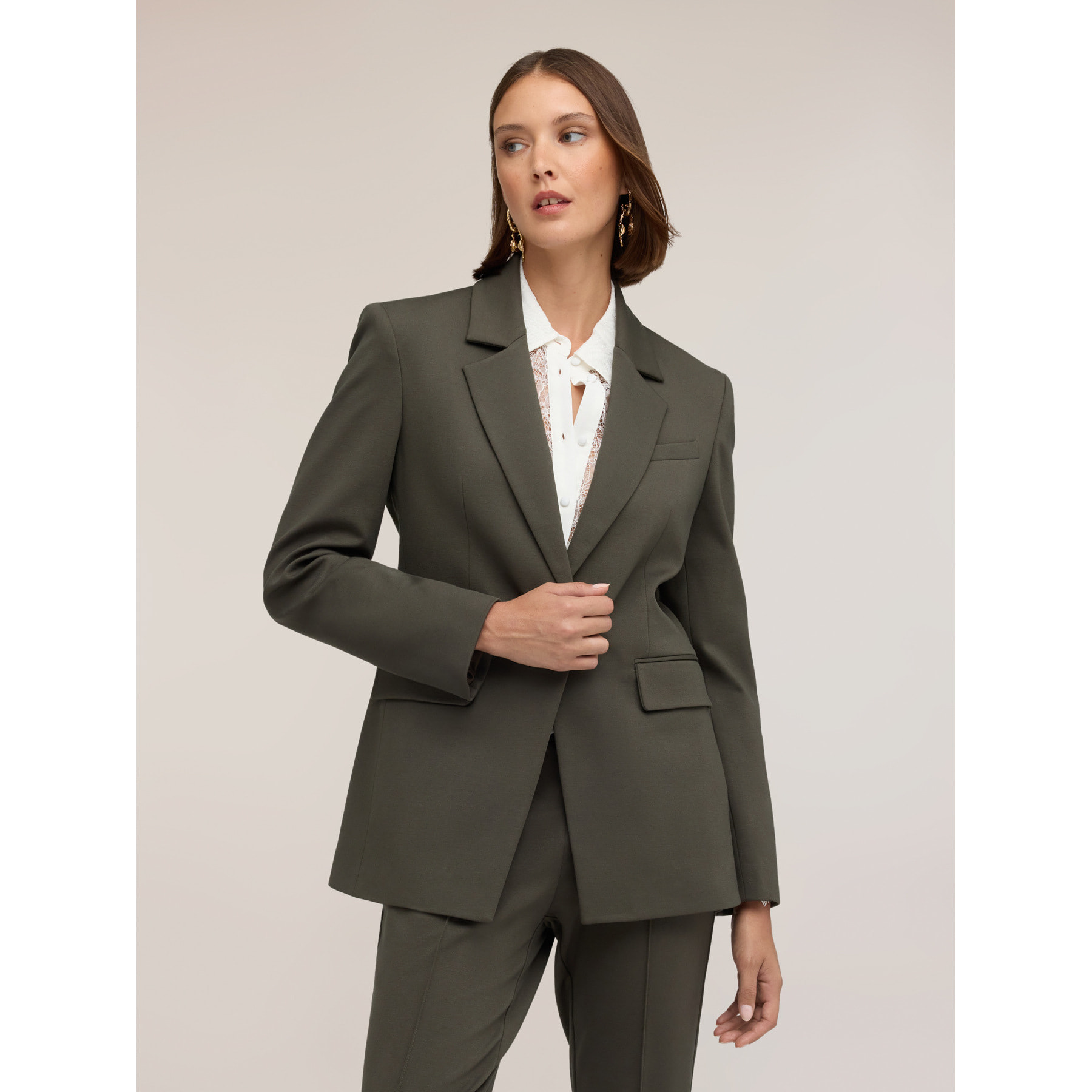 Motivi - Blazer monopetto in punto milano - Verde militare