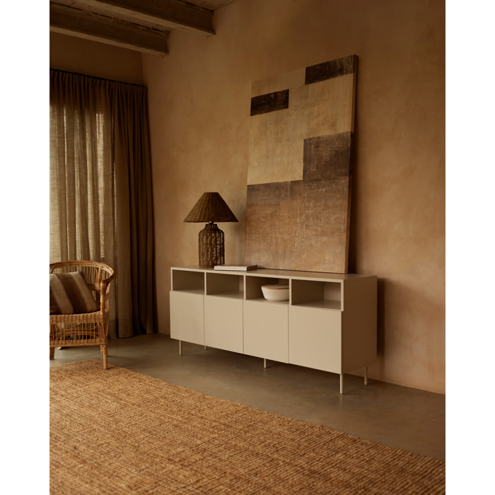 Buffet avec 4 portes laqué en teinte sable de 176x40cm Hauteur: 75 Longueur: 176 Largeur: 40
