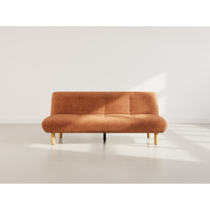 Soan - Banquette 2 places convertible clic-clac en velours texturé - Terracotta