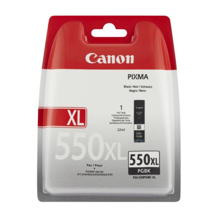 Cartouche d'encre CANON Originale PG-550 XL Noire Pigmentée Haute Capacité - 6451B001