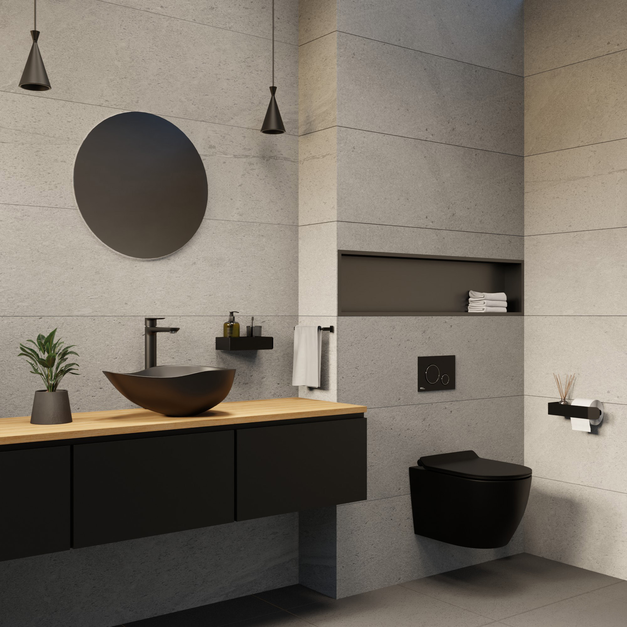 PixL 51 x 38 x 19 cm vasque à poser Infinitio, sans trop-plein, noir (CEPX5038BKM)