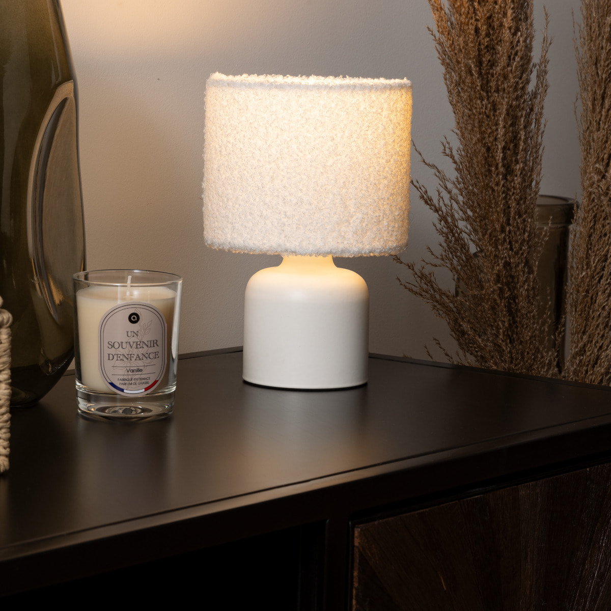 Lampe à poser Bona bouclette blanc H22cm