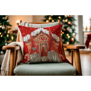 COPPIA CUSCINI ARREDO JACQUARD SFODERABILI 50X50 CM PAN DI ZENZERO ROSSO