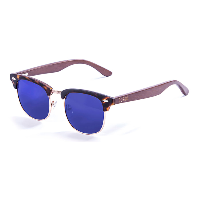 Gafas de sol OCEAN REMEMBER - De brazo marrón bambú con montura negro mate / Revo azul