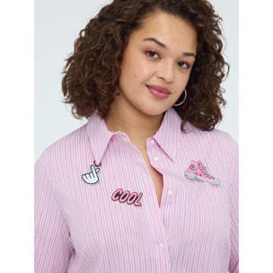 Fiorella Rubino - Camicia a righe in cotone - Rosa