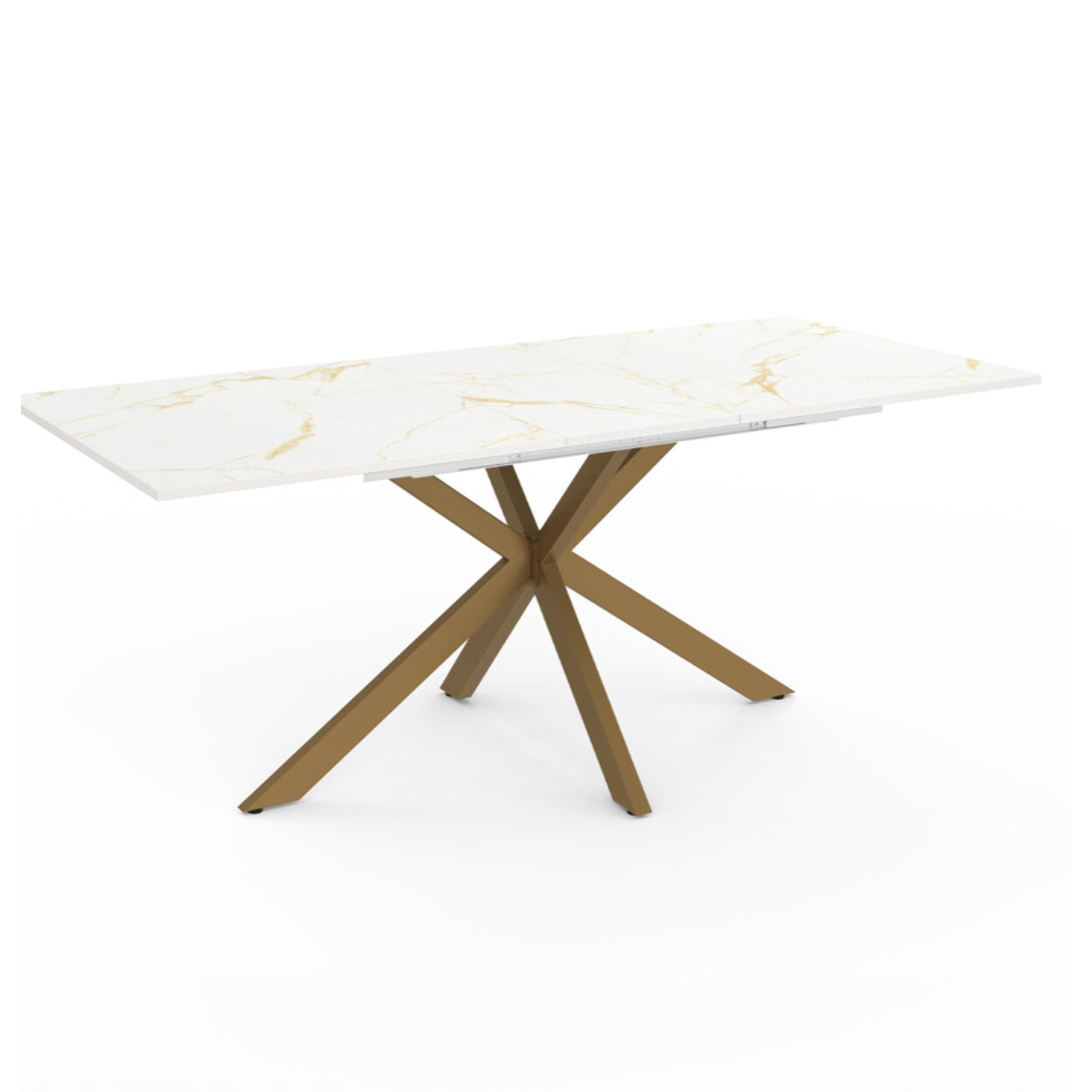 Table à manger extensible Spider 160-200cm effet marbre et doré